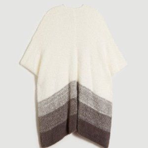 Ann Taylor Cozy Colorblock Open Poncho One Size